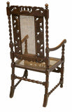 Antique Chairs, English Barley Twist Figural Carved Oak, Caned Seat, Set of Two! - Old Europe Antique Home Furnishings