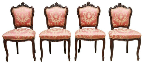 Antique Chairs, Side, Carved Italian Louis XV Style Set of Four, 1900's!! - Old Europe Antique Home Furnishings