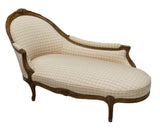 Antique Chaise, French Louis XV Style Upholstered Chaise Lounge, Cream Color!! - Old Europe Antique Home Furnishings