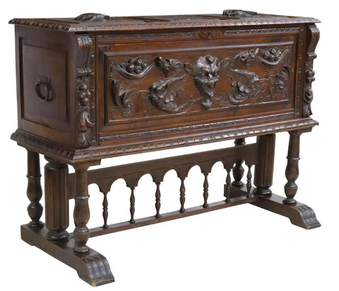 Antique Chest, Carved, on Stand, Spanish Renaissance Revival, Early 1900s!! - Old Europe Antique Home Furnishings