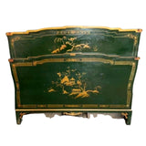 Antique Chinoiserie Bed, Lacquered & Paint Decorated Bed, Aisan Theme, 1900's! - Old Europe Antique Home Furnishings