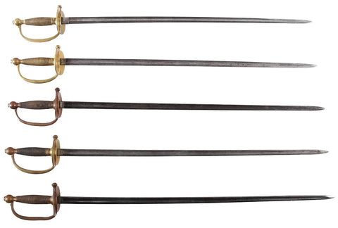 Antique Civil War Swords, Set of 5, 32 Ins Blade, Model 1840 NCO, 19th c 1800s! - Old Europe Antique Home Furnishings