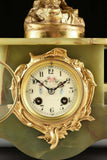 Antique Clock Art Nouveau Gilt Metal and Onxy, Three-Piece Set Garniture, 1800's, Gorgeous! - Old Europe Antique Home Furnishings