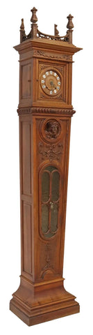 Antique Clock, Longcase, Bellanger, French Carved Walnut, Pendulum, 1800s ! - Old Europe Antique Home Furnishings