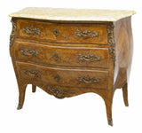 Antique Commode, Floral Marquetry, Louis XV Style Marble-Top Bombe, 20th C.!! - Old Europe Antique Home Furnishings