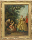 Beautiful Antique Oil Painting, Rococo Style, French School, Fete Champetre, 1700's!! - Old Europe Antique Home Furnishings