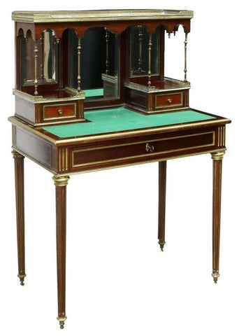 Antique Desk, Lady's, French Louis XVI Style Mahogany Bonheur Du Jour, 1800's!! - Old Europe Antique Home Furnishings