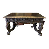 Antique  Desk / Library Table,  Well Carved, Iberian, Ren Rev,  1800's /1900's ! - Old Europe Antique Home Furnishings