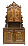 Antique Deux Corps French Renaissance Revival Walnut with Shelves, 1800's, 19th - Old Europe Antique Home Furnishings