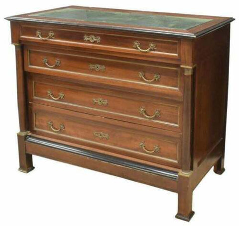 Antique Dresser, French Empire Style Mahogany Four Drawer Commode, 19th C, 1800s - Old Europe Antique Home Furnishings