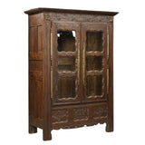 Antique Armoire or Bookcase, French Henri II Style Carved Oak,19th C., 1800's! - Old Europe Antique Home Furnishings