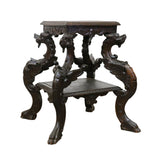 Antique Table, Occasional, Side, Renaissance Revival Griffin Carved Oak, Beauty!! - Old Europe Antique Home Furnishings