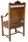 Antique Fauteuil, Chair, French Breton, Carved Oak, Upholstered Seat, E. 1900s! - Old Europe Antique Home Furnishings