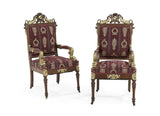 Antique Fauteuils, Chairs, Louis-Philippe, Parcel-Gilt (1800s), Burgundy, Gorgeous - Old Europe Antique Home Furnishings