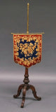 Antique Fire Screen, Tapestry, English Brass & Carved Mahogany, Georgian, 1800s! - Old Europe Antique Home Furnishings