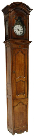 Antique Grandfather Clock, Longcase, French Morbier, Gilt Metal Dial, 1800's!! - Old Europe Antique Home Furnishings