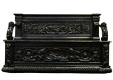 Antique Hall Bench / Settee, Early Italian Walnut, 1600s, Extensive Carvings!! - Old Europe Antique Home Furnishings