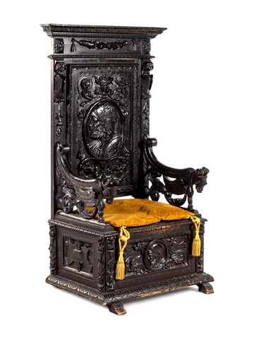 Antique Hall Chair, Jacobean Carved Oak Hall Chair, Very Old, 1600s - Old Europe Antique Home Furnishings