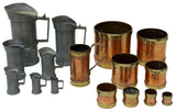 Antique Kitchen Measures, Pewter and Copper, 16 Pieces, Various Items, Bombay! - Old Europe Antique Home Furnishings