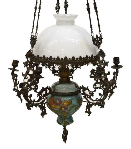 Antique Lamp, Hanging Oil Dutch, 19th Century ( 1800s ), Gorgeous!! - Old Europe Antique Home Furnishings