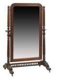Antique Mirror, French Carved Oak Cheval, Standing, Wood Frame, c. 1870, 1800s!! - Old Europe Antique Home Furnishings