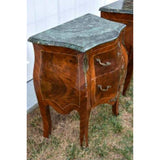 Antique Night Stands, Pair Baroque Revival Marble Top Bombe Chests, Beautiful! - Old Europe Antique Home Furnishings