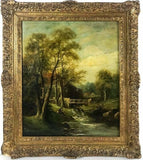 Antique Oil Painting, Figural Landscape River Scene, Framed 1800's, Gorgeous!! - Old Europe Antique Home Furnishings