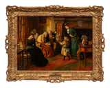 Antique Painting Oil, "The Golden Wedding", Joseph Clark, British, 1834-1926!! - Old Europe Antique Home Furnishings