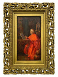 Antique Painting, European Oil on Wood, Cardinal Painting, Gold Frame! - Old Europe Antique Home Furnishings