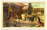 Antique Painting, Oil, After Schussele King Solomon & The Iron Worker, 1800s! - Old Europe Antique Home Furnishings