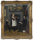 Antique Painting, Oil, Canvas,The Violin Lesson, signed, "T. Holroyd", 18-1900's - Old Europe Antique Home Furnishings