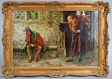Antique Painting, Oil, Continental, 1800s, Francis Sydney Muschamp, Gold Frame! - Old Europe Antique Home Furnishings