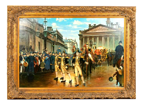 Antique Painting, Oil, Massive, Gilt Framed, "Royal Procession", 1900's! - Old Europe Antique Home Furnishings