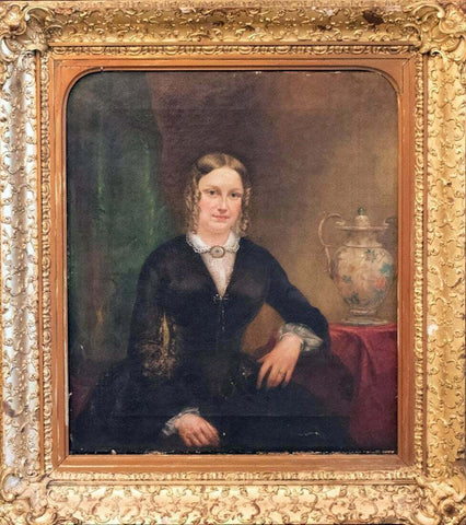 Antique Painting, Oil, Portrait of a Lady 19th C. English School, Handsome Artwork! - Old Europe Antique Home Furnishings