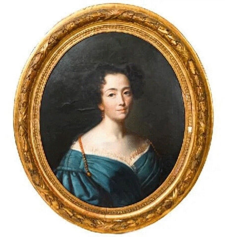 Antique Painting, Oil on Canvas, Portrait of Young Lady, Oval Framed, 1800s !! - Old Europe Antique Home Furnishings