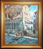 Antique Painting, Streetscape Oil Painting by Frank Renault, 1800s, Signed! - Old Europe Antique Home Furnishings