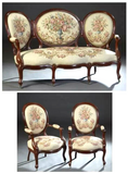 Antique Parlor Suite, French Louis Philippe, Three Piece Carved, Cherry, 1800s! - Old Europe Antique Home Furnishings
