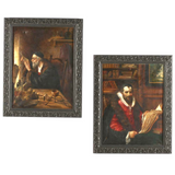 Antique Portraits, Paintings, Theodore du Bois, French, 1800s, Two Scholars, Handsome! - Old Europe Antique Home Furnishings