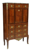 Antique Secretary / Cabinet, French Marble-Top Mahogany, Louis XV / XVI 1800's! - Old Europe Antique Home Furnishings