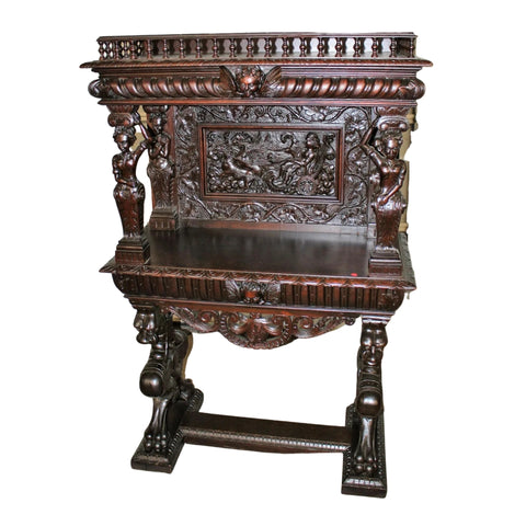 Antique Server, Highly Carved, Mahogany, Manner of RJ Horner Vintage / Antique! - Old Europe Antique Home Furnishings