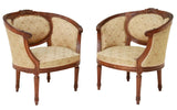 Antique Settee Set with 2 Bergeres, French Louis XVI Style Upholstered, 20th C.! - Old Europe Antique Home Furnishings