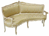 Antique Settee, Corner, Rare, Curved, French Louis XV Style, Parcel Gilt, 1800's - Old Europe Antique Home Furnishings