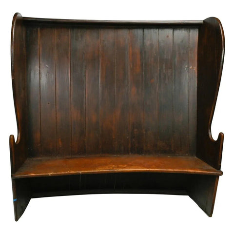 Antique Settee, Georgian Style High Back Curved, Carved, Old Paint, 1700 / 1800's! - Old Europe Antique Home Furnishings