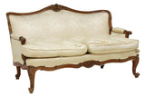 Antique Settee, Louis XV Style Carved, Upholstered Sofa, Mahogny Vintage / Antique - Old Europe Antique Home Furnishings