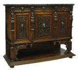 Antique Sideboard Italian Renaissance Revival Marble-Top, Early 1900s, Gorgeous! - Old Europe Antique Home Furnishings