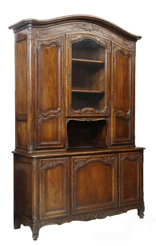 Antique Sideboard, Cabinet, French Provincial, Carved Oak, Shelves, 1800's!! - Old Europe Antique Home Furnishings