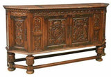 Antique Sideboard, Dining, Renaissance Revival Carved Oak, Early 1900s, Gorgeous - Old Europe Antique Home Furnishings