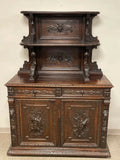 Antique Sideboard, Hunt Game, Highly Carved, German, Black Forest Style, 1800's! - Old Europe Antique Home Furnishings