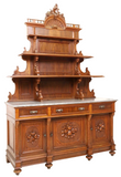 Antique Sideboard, Italian Marble-Top, Carved, Foliate, Display, 19th C, 1800s - Old Europe Antique Home Furnishings