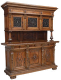 Antique Sideboard, Italian Renaissance Revival Walnut, Cornice, Early 1900's! - Old Europe Antique Home Furnishings
